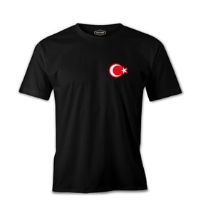Ay Yıldız - Göğüs Logo Siyah Erkek Tshirt