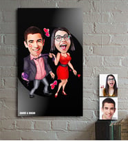 BK Gift Kişiye Özel Sevgililer Karikatür Ahşap Tablo - 4