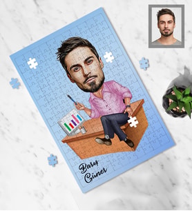 Kişiye Özel İş Adamı Karikatürlü A3 130 Parça Puzzle Bay-13