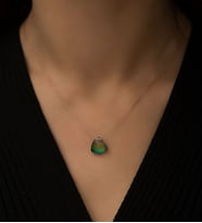 Papatya Silver Renk Değiştiren Doğal Taşlı His Taşı Gümüş Kalp Kolye (Rose)