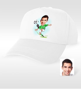 BK Gift Kişiye Özel Bay Futbolcu Yeşil Beyaz Karikatür Beyaz Şapka  1