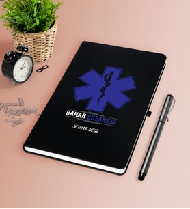 BK Gift Kişiye Özel Eczane Siyah Defter Kalem Seti-2