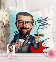 BK Gift Kişiye Özel Bay Patron Karikatürlü  Yastık  3