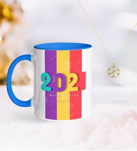 BK Gift Kişiye Özel 2024 Mutlu Yıllar Mavi Kupa ve Kar Tanesi Kolye-8 (Model 1)