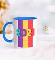 BK Gift Kişiye Özel 2024 Mutlu Yıllar Mavi Kupa ve Kar Tanesi Kolye-8 (Model 1)