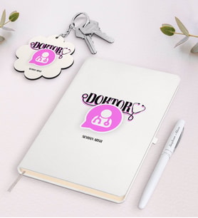 BK Gift Kişiye Özel Doktor Beyaz Defter Kalem ve Anahtarlık Hediye Seti-12 (Model 1)