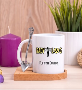 Radyolog Ahşap Altlıklı Beyaz Kupa Bardak