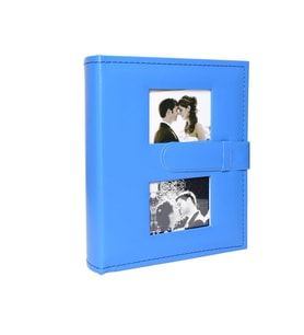 100'lük 13x18cm. Mavi Pencereli Deri Fotoğraf Albümü