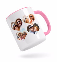 BK Gift Kişiye Özel Kalpli 4 Fotoğraflı Pembe Kupa Bardak-2