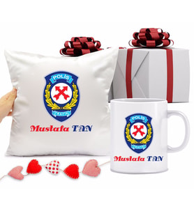 Trafik Polisi Kupa Bardağı ve Yastığı Hediye Seti (Model 1)