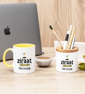 Ziraat Mühendisi Sarı Kupa Bardak Ve Kalemlik Hediye Seti