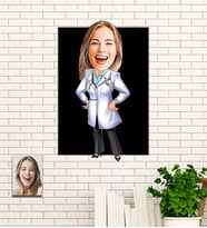 Kişiye Özel Doktor Karikatür Ahşap Tablo