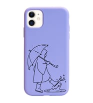 Iphone 11 Çizgi Tasarımlı Mor Lansman Telefon Kılıfı