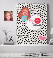 BK Gift Kişiye Özel Kız Çocuk Yaş Karikatürlü Kanvas Tablo 70x100cm-13