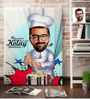 BK Gift Kişiye Özel Bay Chef Karikatür Kanvas Tablo 70x100cm 2