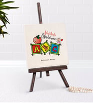 BK Gift Kişiye Özel Anaokulu Öğretmeni Şovaleli Doğal Taş-1 (Beyaz)
