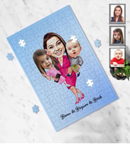 Kişiye Özel Aile Karikatürlü A4 99 Parça Puzzle  Mod-5