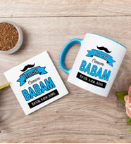 Canım Babam Temalı Mavi Kupa Bardak Ve Bardak Altlığı Seti