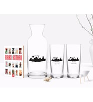 BK Gift Kişiye Özel Renkli Baskılı Nevşehir Tasarımlı Turistik İkili Rakı Bardağı Karaf ve Cep Kitabı Hediye Seti-2 (Model 1)