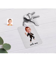 BK Gift Kişiye Özel Çocuk Karateci Karikatürlü Şeffaf Pleksi Anahtarlık-1 (Beyaz)