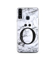 Samsung A20s Beyaz Mermer Harf Tasarımlı Telefon Kılıfı Ö-Harfi 