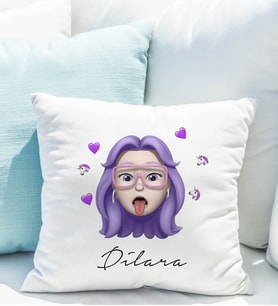 Emoji Kız Stiker Yastığı Kişiye Özel