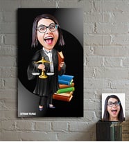 BK Gift Kişiye Özel Bayan Avukat Karikatür Ahşap Tablo - 2