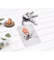 BK Gift Kişiye Özel Kadın Kaptan Pilot Karikatürlü Şeffaf Pleksi Anahtarlık (Beyaz)