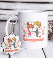 BK Gift Kişiye Özel Sevgililer Günü Beyaz Kupa ve Anahtarlık Hediye Seti-63 (Model 1)