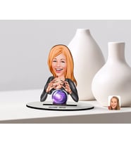 BK Gift Kişiye Özel Kadın Astrolog Karikatürlü Ahşap Biblo Model-1 (Beyaz)