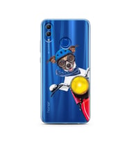 Motorcu Köpek Tasarımlı Süper Şeffaf Silikon Telefon Kılıfı Huawei Honor 10 Lite
