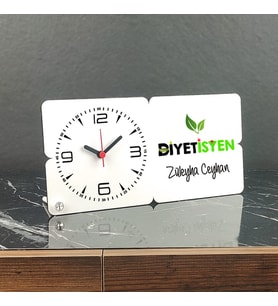 Diyetisyene Hediye Ahşap Masa Saati 001