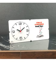 Türkçe Öğretmeni Ahşap Masa Saati 001