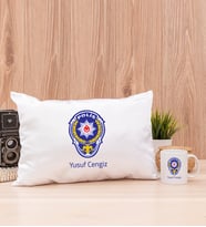 Polis Logolu Dikdörtgen Yastık ve Beyaz Kupa Bardak