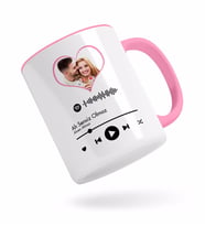 BK Gift Kişiye Özel Fotoğraflı Spotify Barkodlu Pembe Kupa Bardak-1