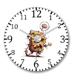 Zombie Sponge Bob Duvar Saati Bombeli Gercek Cam