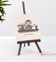 BK Gift Kişiye Özel Anasınıfı Öğretmeni Şovaleli Doğal Taş-3 (Beyaz)