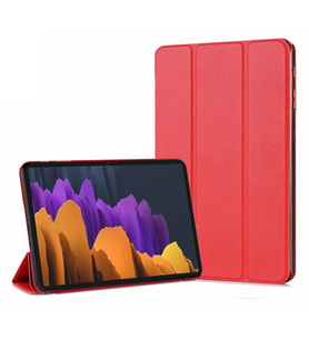 Microsonic Samsung Galaxy Tab S7 T870 Kılıf Slim Translucent Back Smart Cover Kırmızı