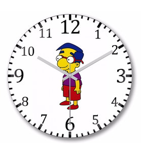 Milhouse Van Houten  Duvar Saati Bombeli Gercek Cam