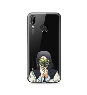 Kapalı Çiçekli Kız Tasarımlı Süper Şeffaf Silikon Telefon Kılıfı Huawei P20 Lite