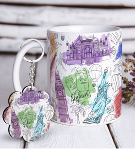 BK Gift Kişiye Özel World Beyaz Kupa ve Anahtarlık Hediye Seti-2 (Model 1)