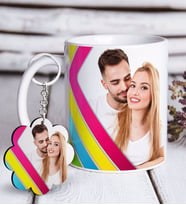 BK Gift Kişiye Özel Fotoğraflı Beyaz Kupa ve Anahtarlık Hediye Seti-2 (Model 1)