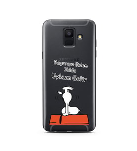 Snoopy Tasarımlı Süper Şeffaf Silikon Telefon Kılıfı Samsung A6 (2018)
