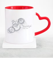 BK Gift Kişiye Özel Mesleki Saatçi Kırmızı Kalpli Kupa Bardak
