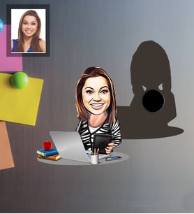 Kişiye Özel Patron Karikatürlü Ahşap Magnet Bayan-4