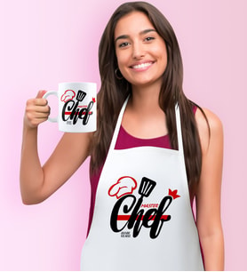 BK Gift Kişiye Özel Chef Mutfak Önlüğü Kupa Seti - 3