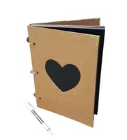 Kraft Kapak Kalp Pencere Fotoğraf Albümü Siyah Yapraklı Kalemli