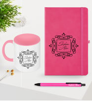 BK Gift Kişiye Özel İsimli Pembe Defter Kalem Kupa Seti-1