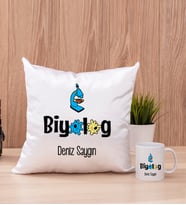 Biyolog Kare Yastık ve Beyaz Kupa Bardak