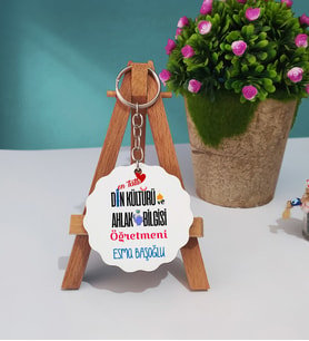 Mesajlı Din Kültürü Öğretmeni Ahşap Anahtarlık